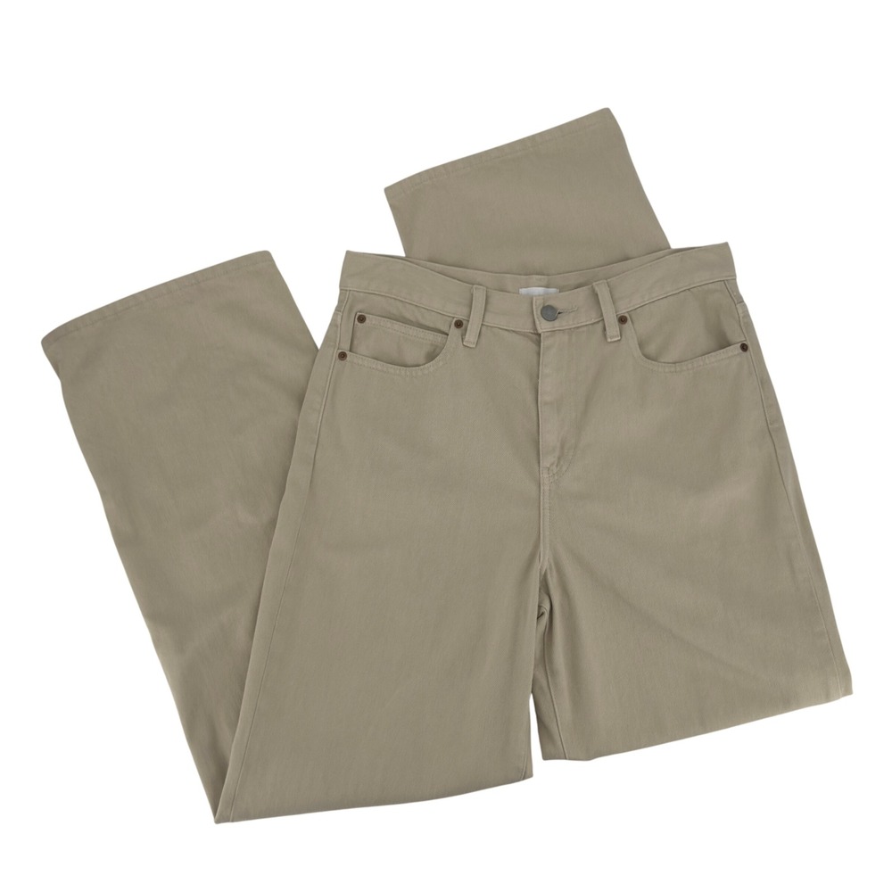 Uniqlo Baggy Jeans Beige High Rise Wide Leg Cotton Size 28